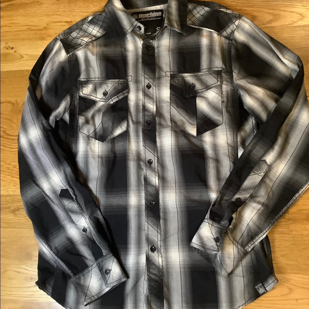 Machine push the limit button up shirt S